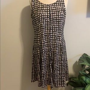 Black and nude midi flare dress